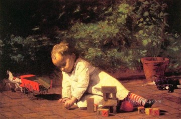 Par Pintura al %C3%B3leo - Bebé jugando Realismo Thomas Eakins